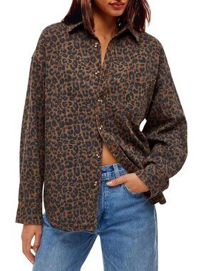 Trendy Oversized Denim Shirt Jacket for Women | Button Down Jean Top